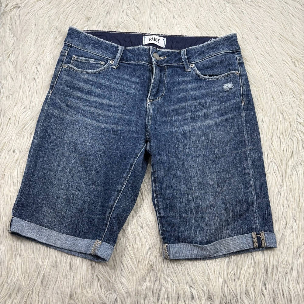 Paige Women's 26 Medium Wash Jax Knee Shorts Denim Bermuda Jorts